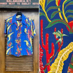 Vintage 1940s Underwater Fish Vertical Print Rayon Hawaiian Shirt Gift For Your Girlfriend Boyfriend Gift For Love Gift For Friend Best Valentine Present Holiday Gift