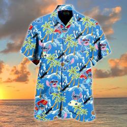 Stitch Hawaiian Shirt, Disney Hawaiian Shirt, Aloha Hawaiian Shirt, Vacation Hawaiian Shirt Gift For Your Girlfriend Boyfriend Gift For Love Gift For Friend Best Valentine Present Holiday Gift
