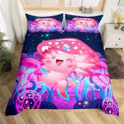 Pink Cute Axolotl Duvet Cover,  Dreamy Ocean Animal Bedding Set, HandmadeGift For Your Girlfriend Boyfriend Gift For Love Gift For Friend Best Valentine Present Holiday Gift