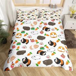 Cartoon Cute Guinea Pig Duvet Cover, Lovely Animal Pet Bedding Set, Carrot Sushi Food Hippie Graffiti Comforter CoverGift For Your Girlfriend Boyfriend Gift For Love Gift For Friend Best Valentine Present Holiday Gift
