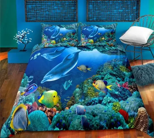 Dolphin Bedding Set, Cute Dolphin Duvet Cover, Marine Life Comforter CoverGift For Your Girlfriend Boyfriend Gift For Love Gift For Friend Best Valentine Present Holiday Gift