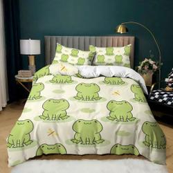 Cartoon Frog Bedding Set Green Tie Dye Duvet Cover  Branch Comforter Cover Animal Bedspread   Bedding Set Gift For Your Girlfriend Boyfriend Gift For Love Gift For Friend Best Valentine Present Holiday Gift