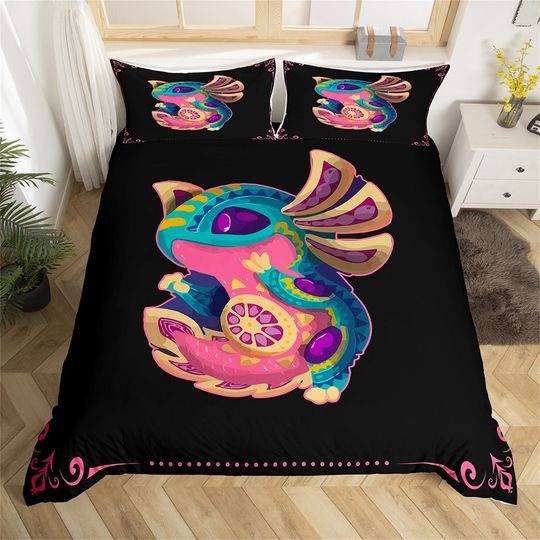 Watercolor Axolotl Handmade Duvet Cover, Japanese Style Ocean Animal Bedding Set Gift For Your Girlfriend Boyfriend Gift For Love Gift For Friend Best Valentine Present Holiday Gift