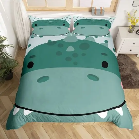 Cute Dinosaur Duvet Cover, Cartoon Wild Animal Graffiti Bedding Set for Kids TeensGift For Your Girlfriend Boyfriend Gift For Love Gift For Friend Best Valentine Present Holiday Gift
