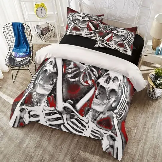 Skull Bed Cover-Gothic Skull Bed Cover-Skull Room Decor-Skull Home Decor-Skull BeddingGift For Your Girlfriend Boyfriend Gift For Love Gift For Friend Best Valentine Present Holiday Gift