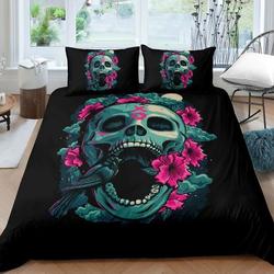 Skull Comforter Cover Set Teen Girl Bedding Set Sugar Skull Decor Bedding SkullGift For Your Girlfriend Boyfriend Gift For Love Gift For Friend Best Valentine Present Holiday Gift