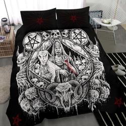 Skull Satanic Pentagram Demon Virgin Nun Goat Duvet Set-Satanic BeddingGift For Your Girlfriend Boyfriend Gift For Love Gift For Friend Best Valentine Present Holiday Gift