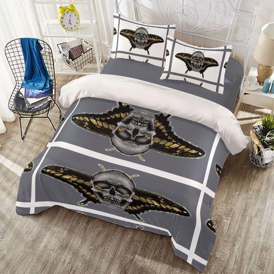 Skull Buttterfly 4 Piece Duvet Set, Skull Bed Cover, Gothic Bed Cover-Skull Room Decor, Skull BeddingGift For Your Girlfriend Boyfriend Gift For Love Gift For Friend Best Valentine Present Holiday Gift