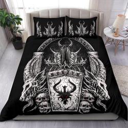 Skull Gothic Demon Shrine Black And White Red Eye Version Duvet Set-Satanic Bed Cover-Skull BedGift For Your Girlfriend Boyfriend Gift For Love Gift For Friend Best Valentine Present Holiday Gift