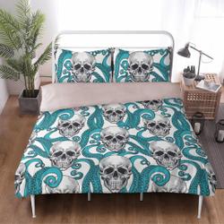 Horror skull bedding set, Gothic skeleton duvet cover set, Halloween skull bedding Set Gift For Your Girlfriend Boyfriend Gift For Love Gift For Friend Best Valentine Present Holiday Gift