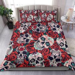 Sugar Skull Duvet Cover and pillow Covers  - Sugar Skull Bedding Set - Sugar Skull Bed CoverGift For Your Girlfriend Boyfriend Gift For Love Gift For Friend Best Valentine Present Holiday Gift