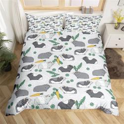 Cartoon Lovely Animal Pet Comforter Cover for Kids Teens, Carrot Botanical Leaf Printing Bedding Set Gift For Your Girlfriend Boyfriend Gift For Love Gift For Friend Best Valentine Present Holiday Gift