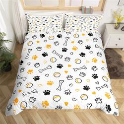 Cute Dog Footprint Duvet Cover, Cartoon Tennis Bones Print Bedding Set Gift For Your Girlfriend Boyfriend Gift For Love Gift For Friend Best Valentine Present Holiday Gift