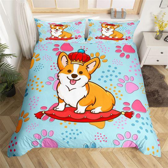 Cute Cartoon Dog Duvet Cover, Lovely Puppy Animal Family Pet Bedding Set Gift For Your Girlfriend Boyfriend Gift For Love Gift For Friend Best Valentine Present Holiday Gift