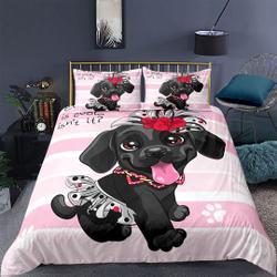 Kids Cute Dog Duvet Cover Set Twin Size Cartoon Pet Puppy Animal Pattern Bedding Set Gift For Your Girlfriend Boyfriend Gift For Love Gift For Friend Best Valentine Present Holiday Gift