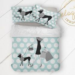 Poodle Paris Bedding - Modern Fashion Girls Comforter Teal, Black, White, Polka Dots - Paris BeddingGift For Your Girlfriend Boyfriend Gift For Love Gift For Friend Best Valentine Present Holiday Gift