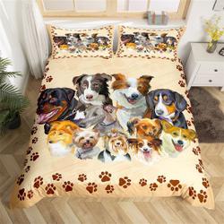 Watercolor Dog Handmade Duvet Cover, Cute Animal Family Pet Bedding Set Gift For Your Girlfriend Boyfriend Gift For Love Gift For Friend Best Valentine Present Holiday Gift