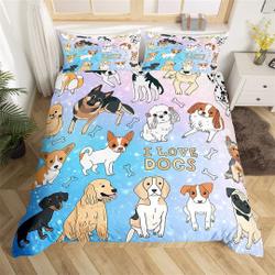 Cartoon Cute Dog Duvet Cover, Lovely Puppy Family Pet Food Bones Cartoon Bedding Set Gift For Your Girlfriend Boyfriend Gift For Love Gift For Friend Best Valentine Present Holiday Gift