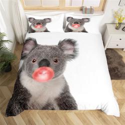 Cartoon Cute Koala Handmade Duvet Cover, Jungle Wild Animal Photography Style Bedding Set Gift For Your Girlfriend Boyfriend Gift For Love Gift For Friend Best Valentine Present Holiday Gift