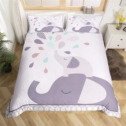 Cartoon Cute Animal Quilt Cover for Kids Teens, Gray White Purple Geometric Wave Print Bedding Set Gift For Your Girlfriend Boyfriend Gift For Love Gift For Friend Best Valentine Present Holiday Gift