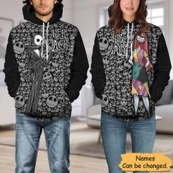 Her Jack His Sally Jack Skellington And Sally Skull Hoodies, Jack And Sally Couple Hoodies