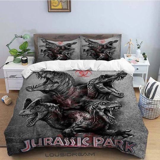 Jurassic World Duvet, Jurassic Park Bedding Set Gift For Your Girlfriend Boyfriend Gift For Love Gift For Friend Best Valentine Present Holiday Gift
