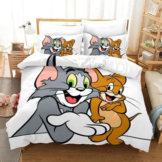 Tom and Jerry duvet cover, Cartoon bedding set ,Tom and Jerry blanketGift For Your Girlfriend Boyfriend Gift For Love Gift For Friend Best Valentine Present Holiday Gift