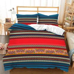 Graphics Duvet Cover Set, Blue and Red Court Style Traditional Line Bedding Set Gift For Your Girlfriend Boyfriend Gift For Love Gift For Friend Best Valentine Present Holiday Gift