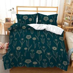 Floral Plants Duvet Cover Set for Teens Adults  Traditional Style Bedding Set Gift For Your Girlfriend Boyfriend Gift For Love Gift For Friend Best Valentine Present Holiday Gift