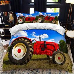 Tool Car Duvet Cover Set for Adults,Teens, Red Paddy Tractor Bedding Set Gift For Your Girlfriend Boyfriend Gift For Love Gift For Friend Best Valentine Present Holiday Gift
