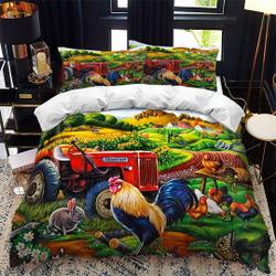 Tool Car Duvet Cover Set for,Teens, Cartoon Ranch Tractor Bedding Set Gift For Your Girlfriend Boyfriend Gift For Love Gift For Friend Best Valentine Present Holiday Gift
