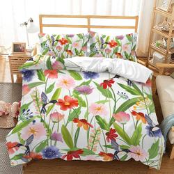 Floral Duvet Cover Set, Colorful and Vivid Flower Watercolor Bedding Set Gift For Your Girlfriend Boyfriend Gift For Love Gift For Friend Best Valentine Present Holiday Gift
