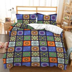 Pattern Duvet Cover Set for Teens Adults, Blue Art Minimalist Floral Square Bedding Set Gift For Your Girlfriend Boyfriend Gift For Love Gift For Friend Best Valentine Present Holiday Gift