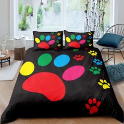 Cat Dog Footprint Comforter Cover 3D Animal Theme Bedding Set Gift For Your Girlfriend Boyfriend Gift For Love Gift For Friend Best Valentine Present Holiday Gift