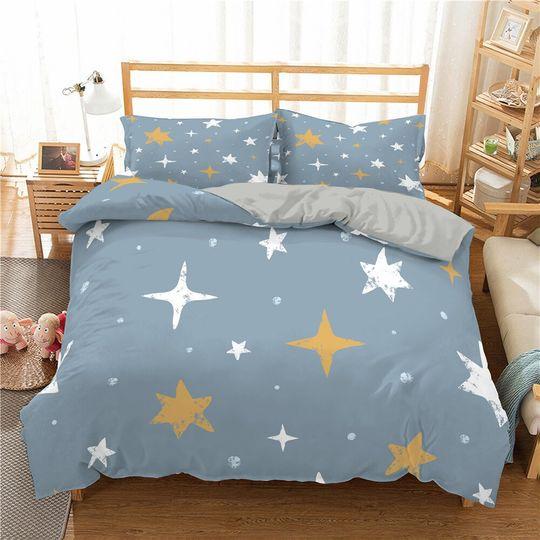 Stars Bedding Set King Size Five-Pointed Star Duvet CoverGift For Your Girlfriend Boyfriend Gift For Love Gift For Friend Best Valentine Present Holiday Gift