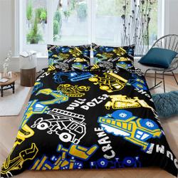 Construction Vehicles Comforter Cover Set Queen Size,Boys Excavator Bedding Set Gift For Your Girlfriend Boyfriend Gift For Love Gift For Friend Best Valentine Present Holiday Gift