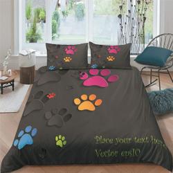 Cat Dog Footprint Comforter Cover 3D Animal Theme Bedding Set Gift For Your Girlfriend Boyfriend Gift For Love Gift For Friend Best Valentine Present Holiday Gift