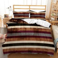 Graphics Duvet Cover Set,3D Printed Vintage Brown Nostalgic Stripe GraphicGift For Your Girlfriend Boyfriend Gift For Love Gift For Friend Best Valentine Present Holiday Gift