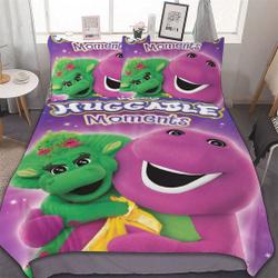 Barney & Friends Plaid Washable Cotton Matting Bedding Set Gift For Your Girlfriend Boyfriend Gift For Love Gift For Friend Best Valentine Present Holiday Gift