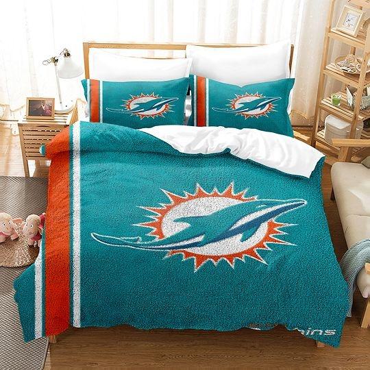 3D Printed Miami Dolphins Bedding Duvet Cover Set,Bedding Set Gift For Your Girlfriend Boyfriend Gift For Love Gift For Friend Best Valentine Present Holiday Gift