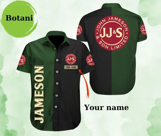 Custom Name Vintage Green Jameson Hawaiian Shirt Gift For Your Girlfriend Boyfriend Gift For Love Gift For Friend Best Valentine Present Holiday Gift
