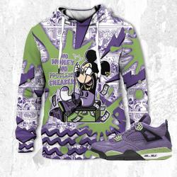 Mo Money Mickey 3D Comic, Jordan 4 Retro Canyon Purple Hoodie