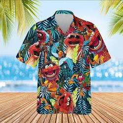 Let's Drum Animal The Muppets Green Tropical Hawaiian Shirt Gift For Your Girlfriend Boyfriend Gift For Love Gift For Friend Best Valentine Present Holiday Gift