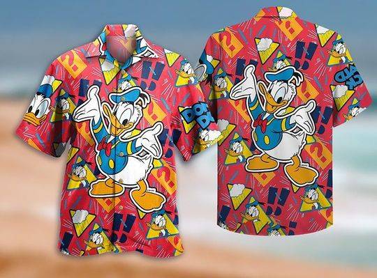Disney Donald Duck Hawaiian Shirt, Summer Button Up, Summer Beach Trip Family Hawaiian Shirt Gift For Your Girlfriend Boyfriend Gift For Love Gift For Friend Best Valentine Present Holiday Gift