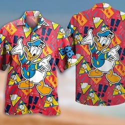 Disney Donald Duck Hawaiian Shirt, Summer Button Up, Summer Beach Trip Family Hawaiian Shirt Gift For Your Girlfriend Boyfriend Gift For Love Gift For Friend Best Valentine Present Holiday Gift