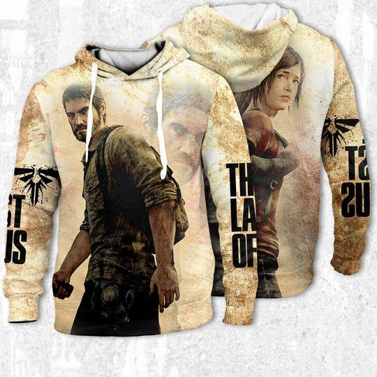 Joel Ellie The Las Of Us comic Hoodie 3D, Joel The Last of Us Classic Art Vintage 3D Hoodie