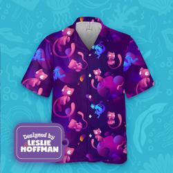 Mew Mewtwo PKM Hawaiian Shirt, Button Up Shirt Gift For Your Girlfriend Boyfriend Gift For Love Gift For Friend Best Valentine Present Holiday Gift