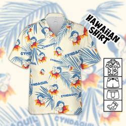 PKM Cyndaquil Hawaiian Palm Leaves Pattern shirt, PKM Birthday Hawaiian Shirt Gift For Your Girlfriend Boyfriend Gift For Love Gift For Friend Best Valentine Present Holiday Gift