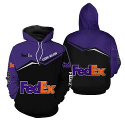 Fedex Express purple half black Hoodie 3d custom name for Delivery Driver