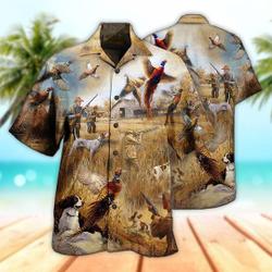 Unisex 3D Pheasant Hunting Vintage Edition Hawaiian Shirt Gift For Your Girlfriend Boyfriend Gift For Love Gift For Friend Best Valentine Present Holiday Gift